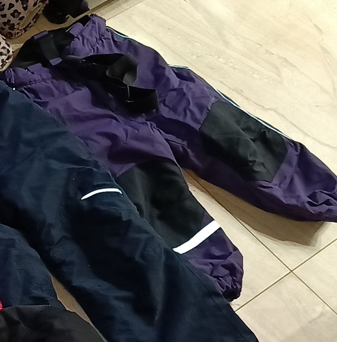 Spodnie narciarskie chłopiec dziewczynka unisex fioletowe rozm 98