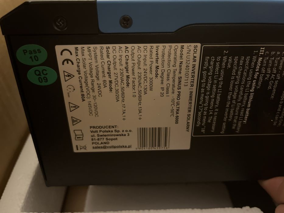 Inwerter solarny off grid volt sinus pro 6000W 24v