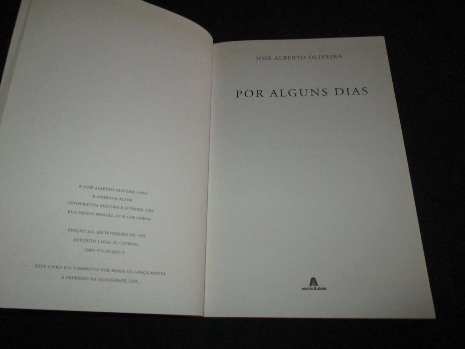 Livro Por alguns dias José Alberto Oliveira
