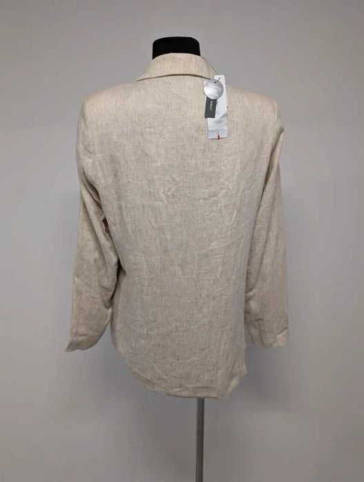 Beżowa marynarka len + wiskoza naturalna minimalistyczna elegancka boho smart casual