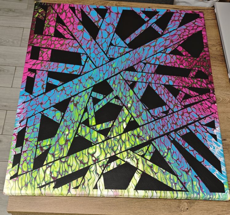 Obraz wylewany metodą Pouring 60x70cm