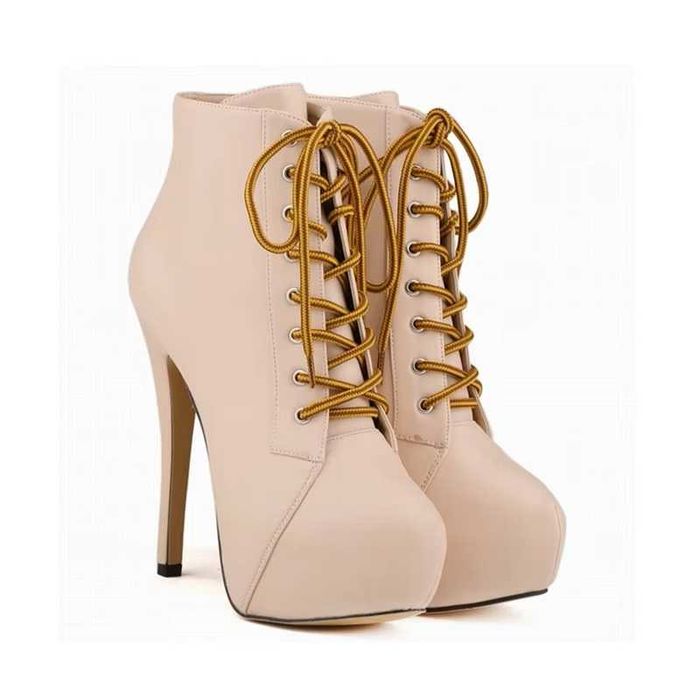 Wiązane botki obcas 14 cm