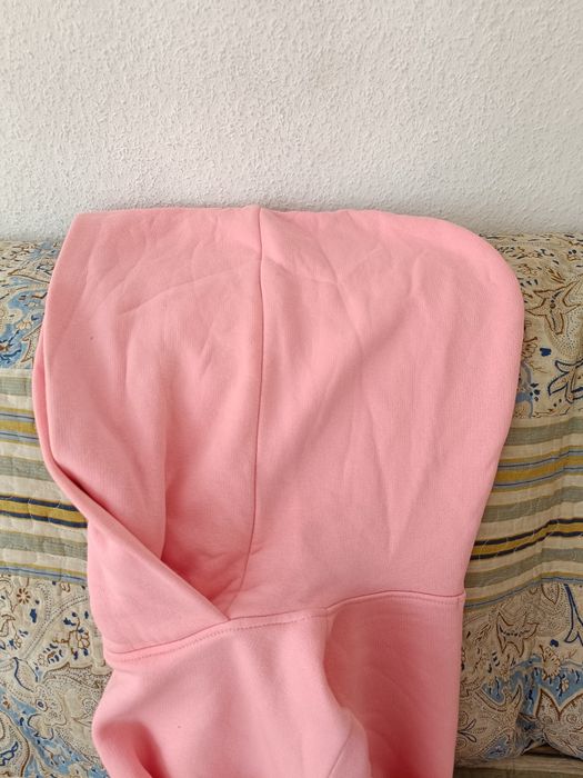 Платье худи длинное на флисе пудрового цвета