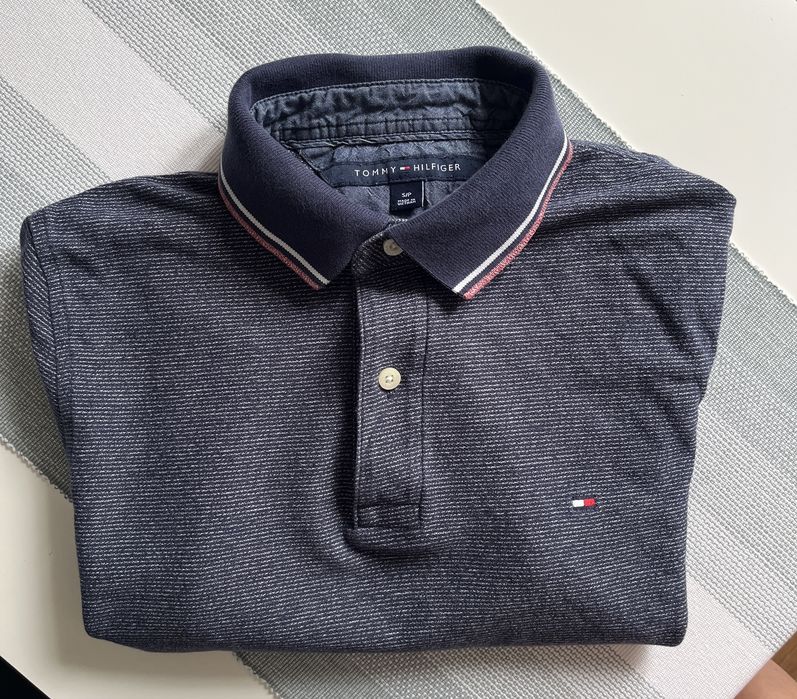 Tommy Hilfiger • Męska koszulka polo • granatowa • r S • stan idealny