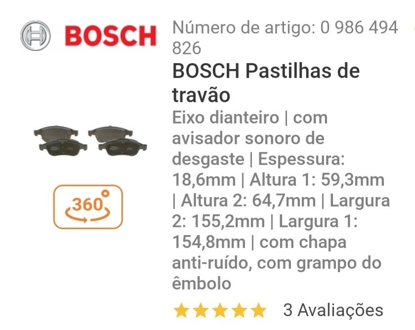Pastilhas Travão dianteiro Fiat 500 (Bosch)