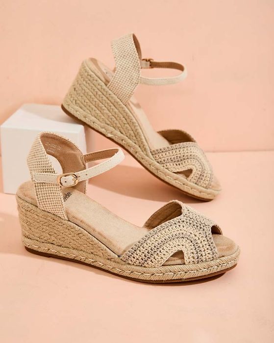 3 KOLORY 36 37 38 sandały 39 40 41 na koturnie cholewka pleciona haft