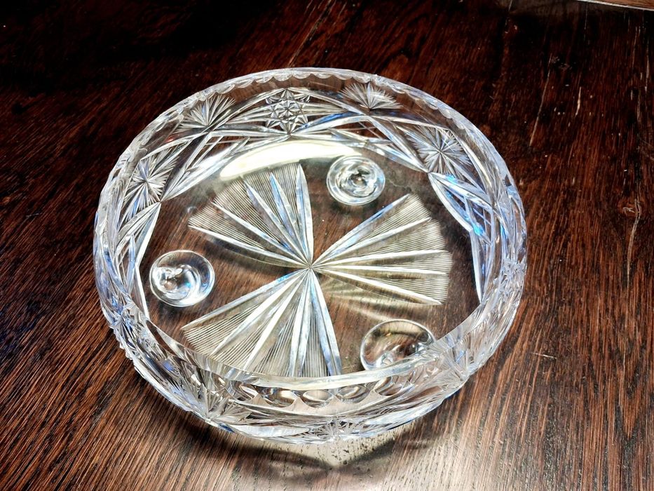 Piękny kryształ, niska misa Huta Szkła Irena,  stan idealny PRL