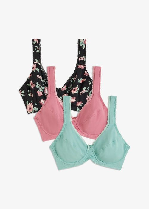 B.P.C 3-pak biustonoszy miękkich na fiszbinie bawełnianych ^75B