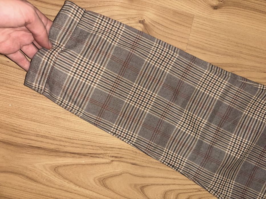 Męskie miękkie spodnie w beżową kratę  Zara  Rozmiar S