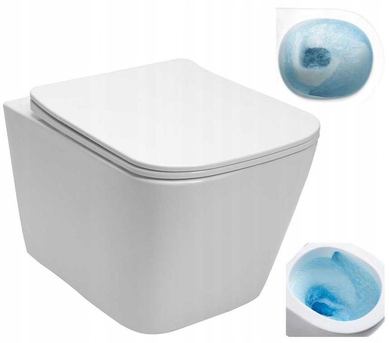 WC miska seria CUBIK rimless + deska duroplast NANO coating ITALY