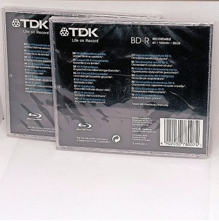 Pack de 2 TDK BD-R 25GB Blu-ray Recordable Disc - 4x 135min Novos/Selados