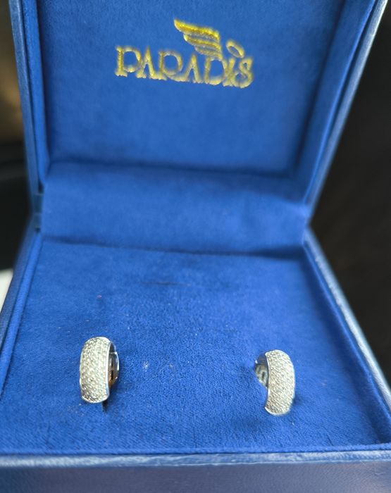 Серёжки белое золото с бриллиантами диамантами 585 проба 4.01 грамма