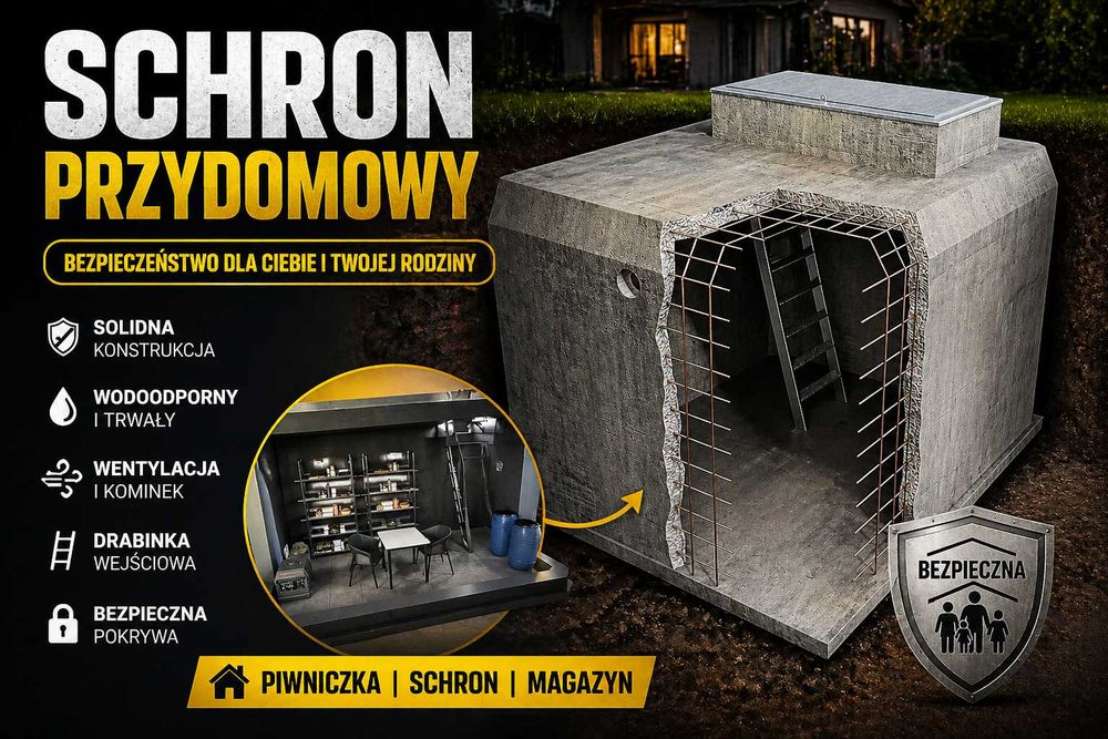 SCHRON PRZYDOMOWY SAFE SHELTER IRPOL Piwnicza Betonowa, Piwnica, Bunkier