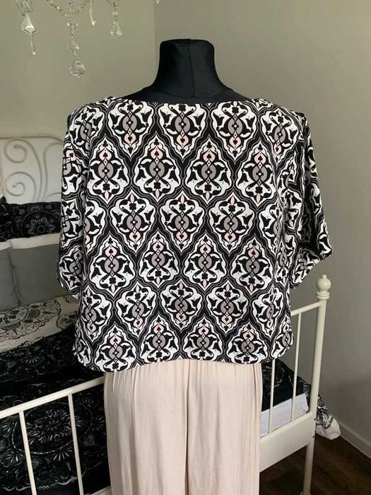 H&M elegancki top unikatowa letnia bluzka z krótkim rękawem oversize M