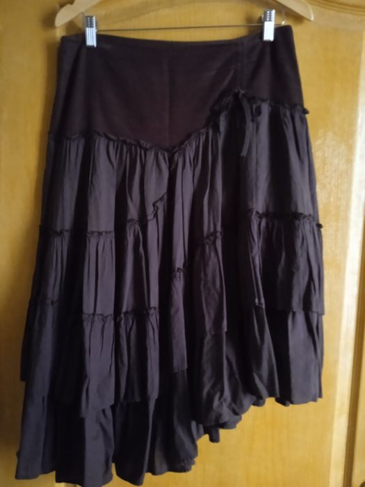 Юбка х\б коричневая с оборками