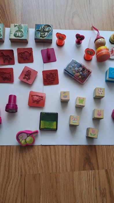 Zestaw stępli, pieczątek dla dzieci - 32 sztuki wraz z tuszami