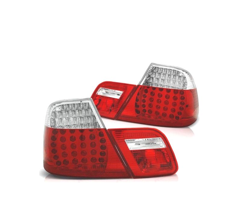 FAROLINS TRASEIROS LED BMW E46 98-01 VERMELHO CROMADO LOOK M3
