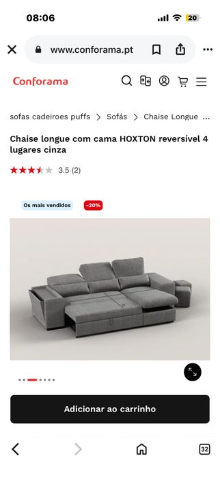 Sofá-cama Hoxton Conforama