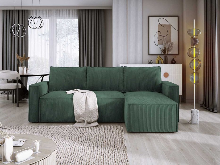 Narożnik sztruksowy z funkcją spania KENZO! Kolory do wyboru!