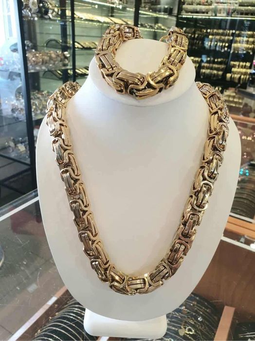 Gruby komplet męski lańcuszek i bransoletka 650 gram stal