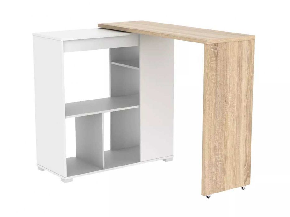 Móvel giratório branco e carvalho (novo, por montar) – Pequeno Dano