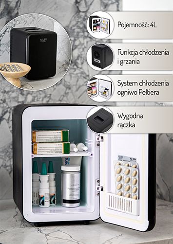 Mini Lodówka Adler AD8084 4L z Funkcją Chłodzenia i Grzania