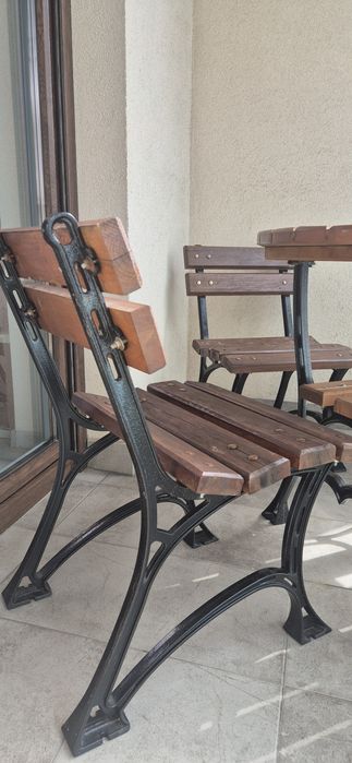 Komplet ogrodowy stół okrągły 80cm + 4 krzesła ŻELIWNY