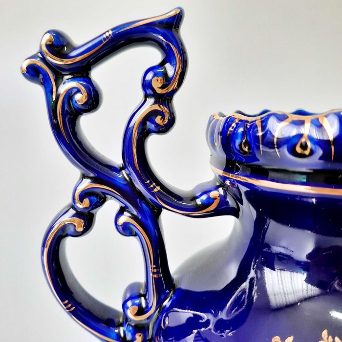 Jarra decorativa vintage Alcobaça/Portugal/ELPA. Porcelana cobalto