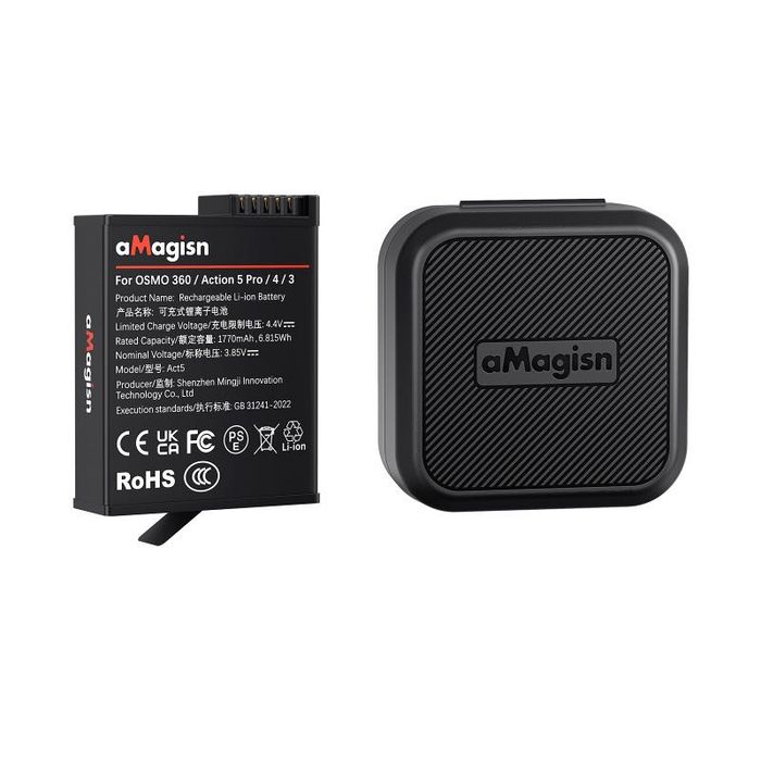 Комплект aMagisn для DJI Osmo Action 360/6/5pro/4/3 – 2 акумулятора і зарядний пристрій