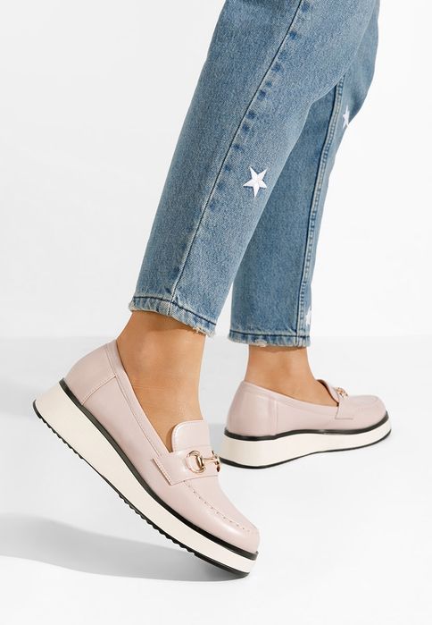 Beżowe mokasyny na grubej podeszwie R 41