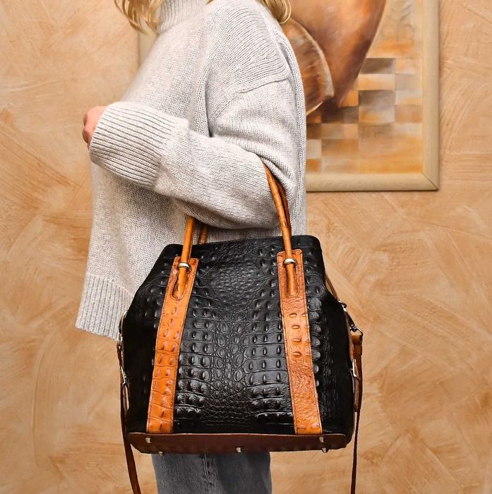 Torebka ze skóry naturalnej, krokodyl 10