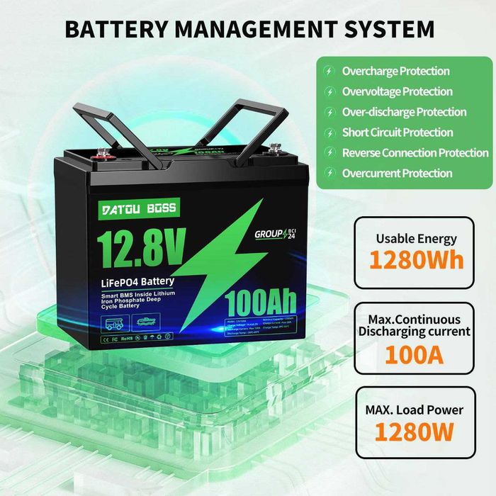 Новые LiFe Po 4 аккумуляторы 12v / 24v 100Ah  Powland
