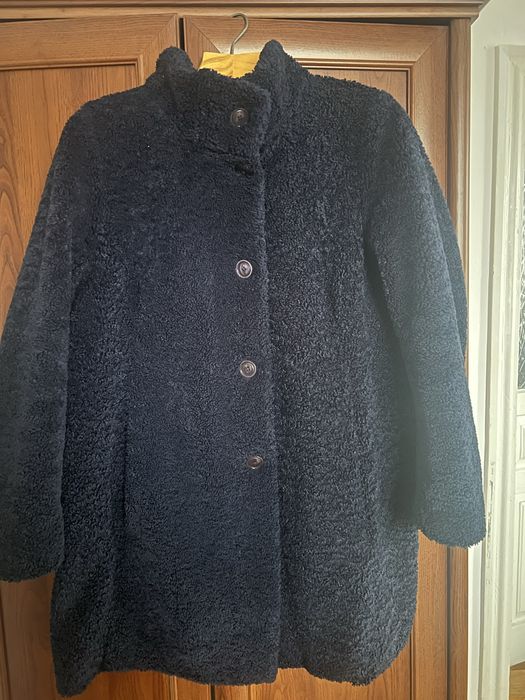 Синя шубка- тедді, 50 розмір ( 52-56 укр)
