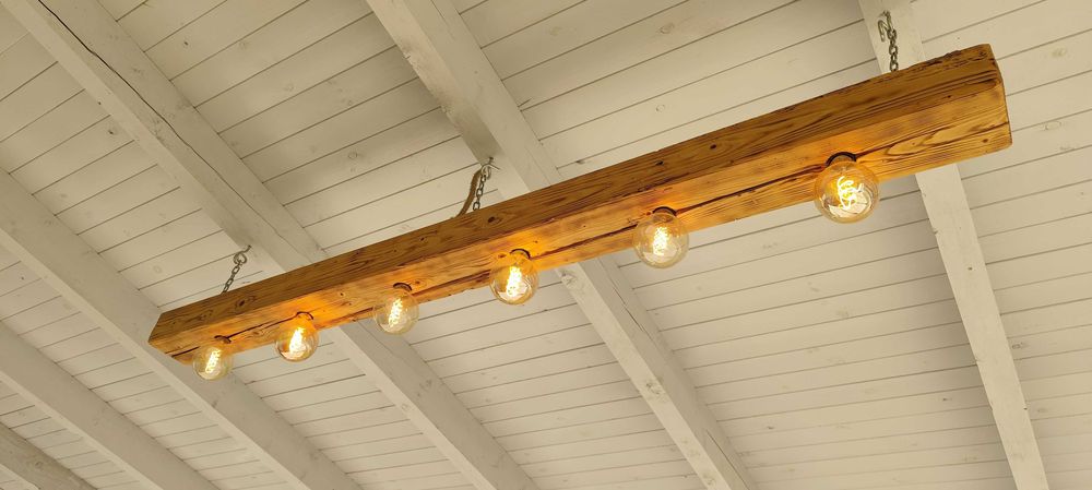 Lampa wisząca w stylu loft, vintage. Belka drewniana, Handmade