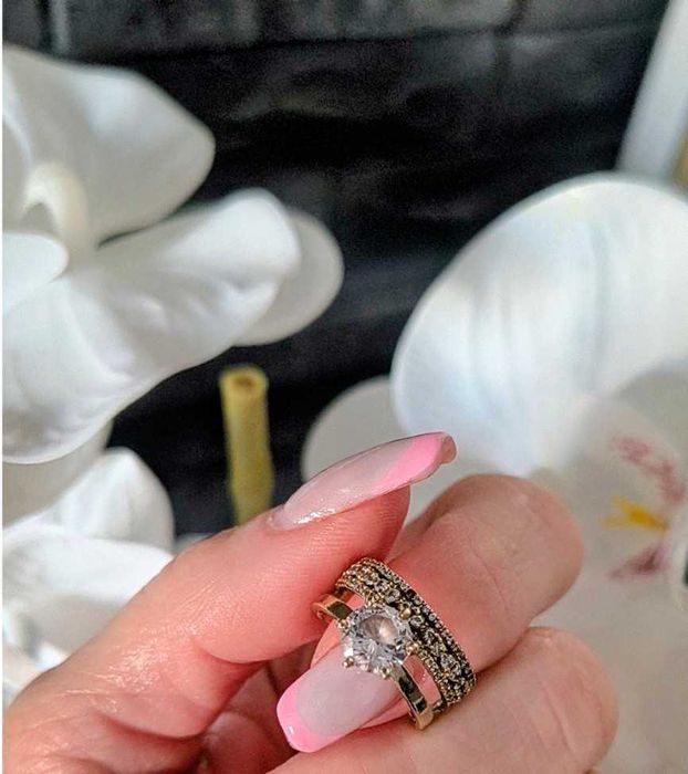 Pierścionek złoty 2w1 z cyrkoniami próba 585