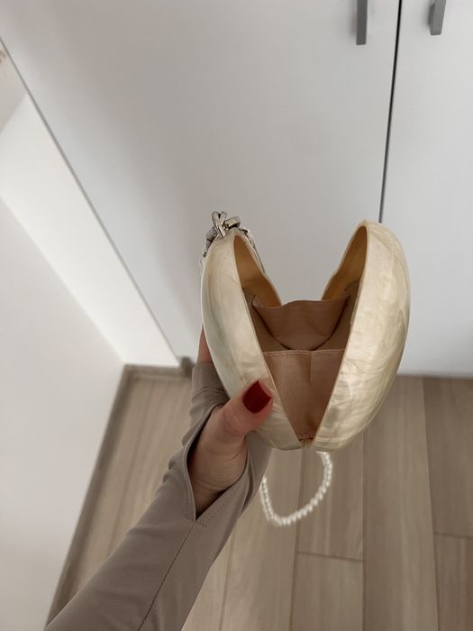 Жіноча сумка клатч перламутрова серце