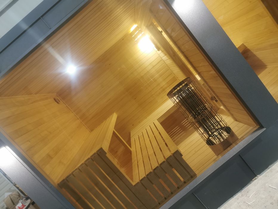 Sauna Ogrodowa Nowoczesna 3,4x 2,3m Blacha Rąbek +Piec Komplet!