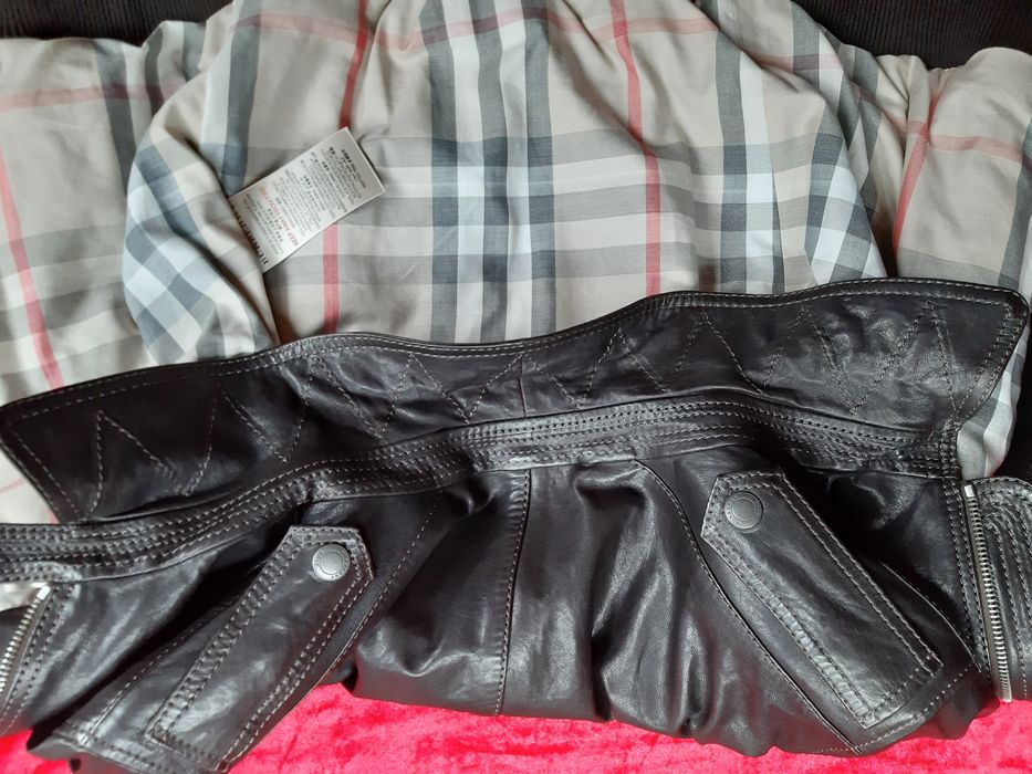 Burberry kurtka skórzana skóra L brąz 100%oryg nr seryjny piękna preze