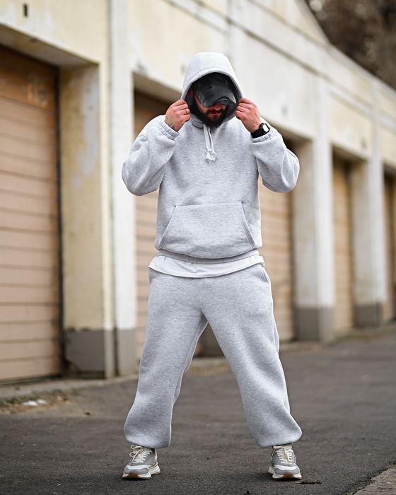 чоловічий спортивний костюм 3в1 сірий/комплект худі штани жилетка