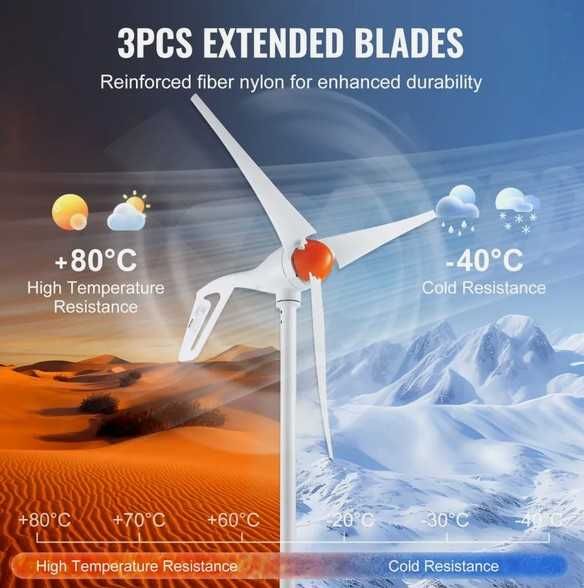 Gerador de turbina eólica VEVOR 500W, kit de turbina eólica de 24V