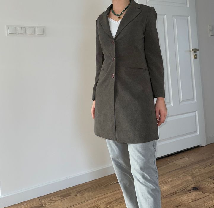Hennes długa marynarka khaki retro vintage