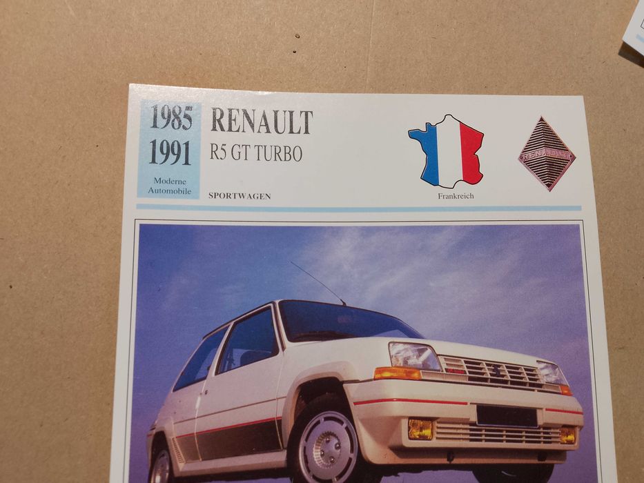 kolekcjonerska karta samochodu Renault R5 GT Turbo