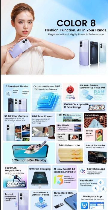 Blackview Color 8 8GB/128GB 90Гц 50Мп 6000мАч