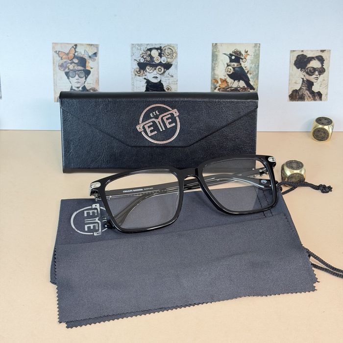 Okulary oprawki zerówki unisex nerdy czarne acetat tytan ETE