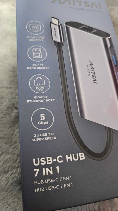 Hub 7 em 1 MITSAI Usb-C RJ45 + HDMI - NOVO | SELADO