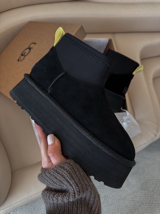 Уггі жіночі ugg mini dipper  замшеві чорні жіночі зима