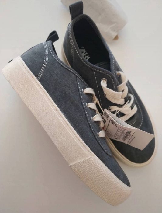 Sapatilhas tecido | cinzento efeito desgastado | Zara | Tamanho 36