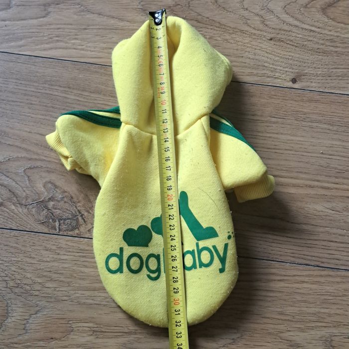Żółta bluza z kapturem dla psa S, 100% bawełna, dogbaby, 32 cm