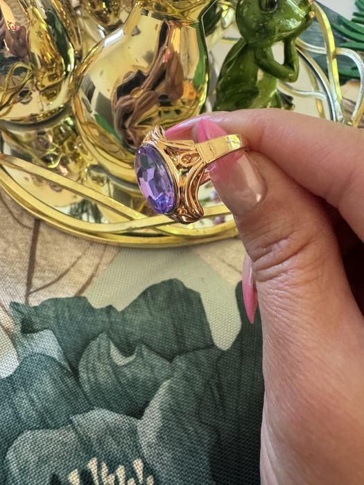 Pierścionek kamień fioletowy Premium