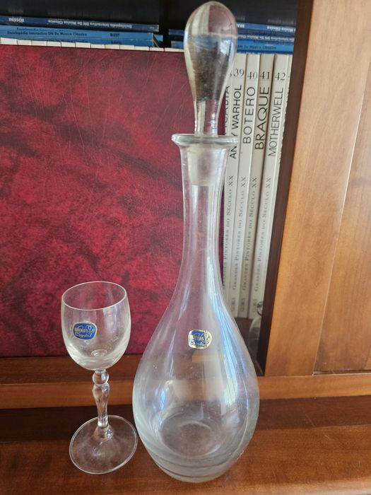 Garrafa e copos de licor cristal Bohemia